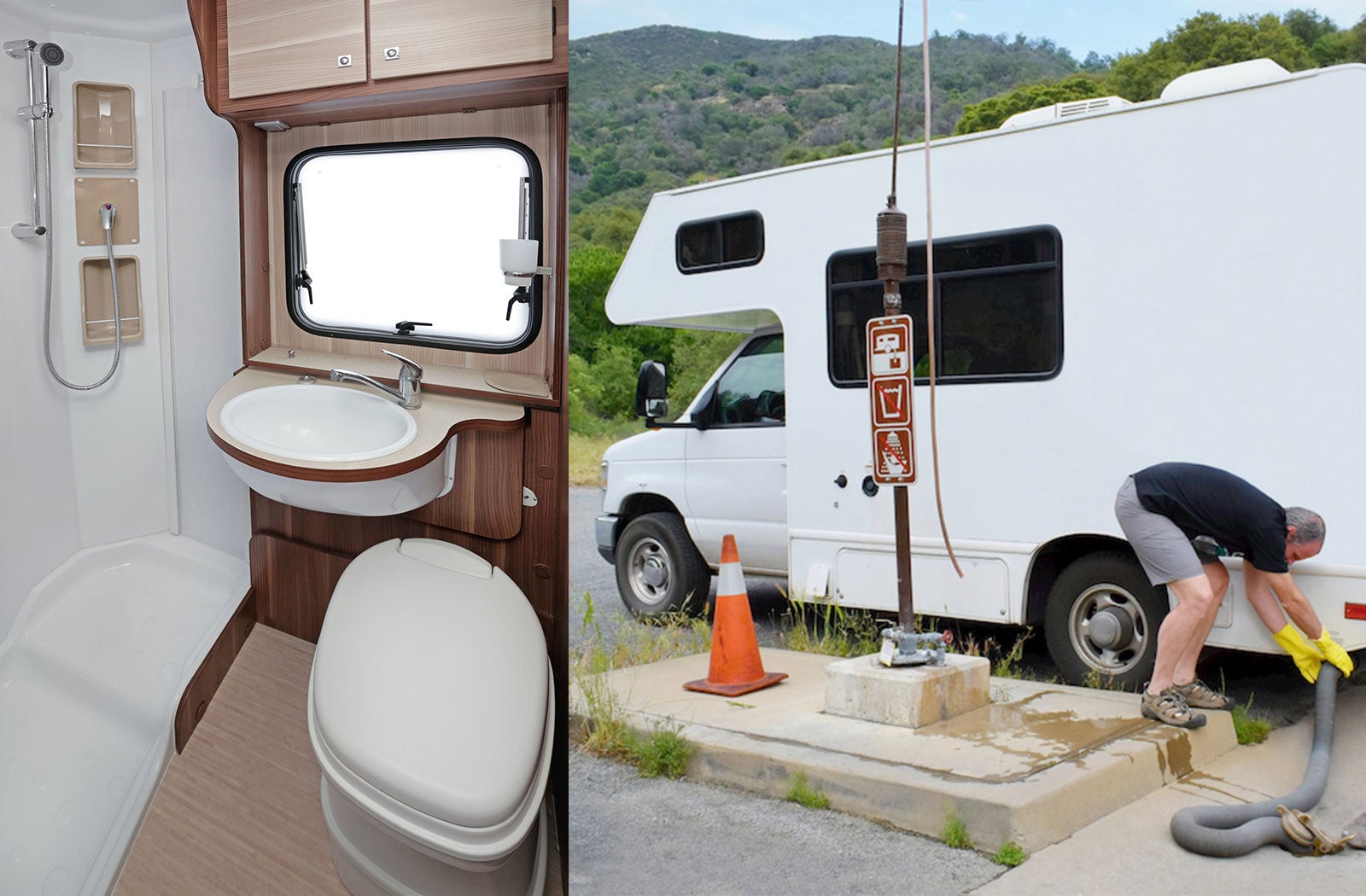 Portable RV/camper toilet and holding tank setup in Whitman, Pennsylvania